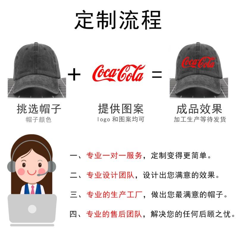 Pure Cotton Versatile Old Washed Baseball Hat Cowboy Cap Street Hipster Autumn and Winter Hat Female Printing