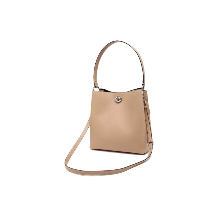 Coach Charlie 26 Solid Morandi Color Series Knob Leather Bucket Bag Crossbody Shoulder Bag Medium Women bags Oatmeal 55200-LHTAU
