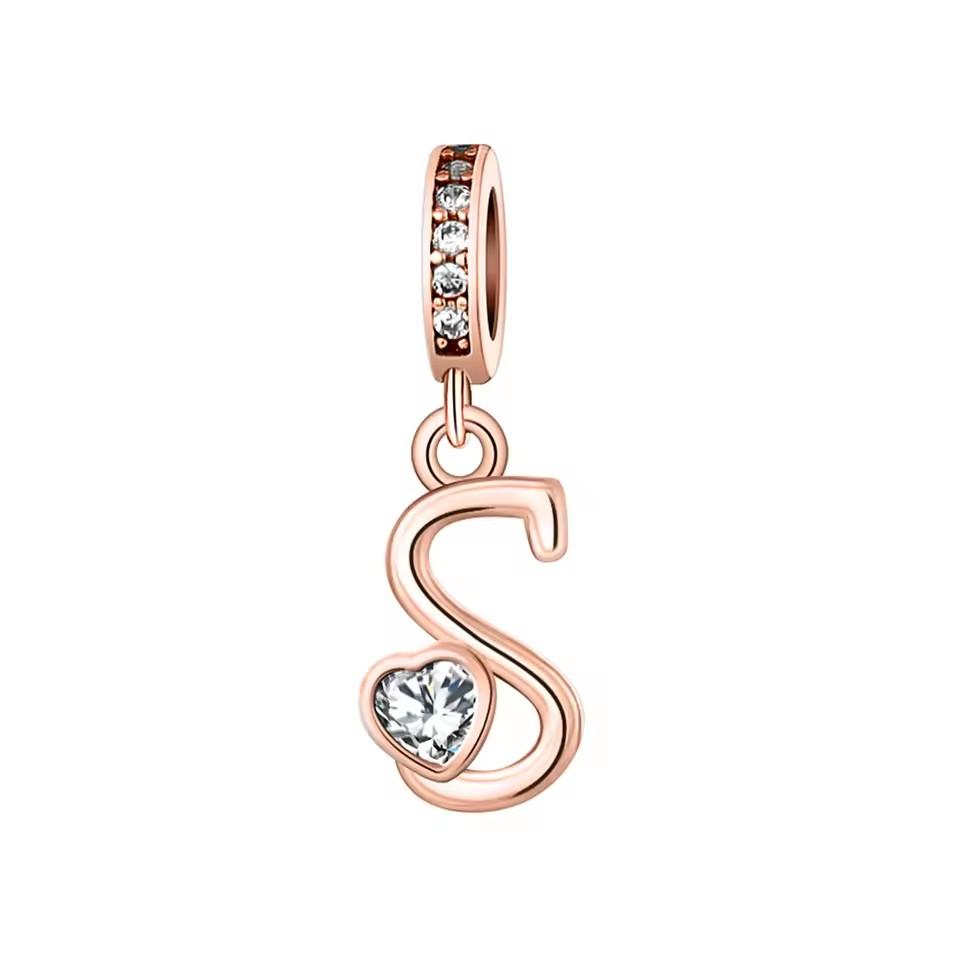 Новый медный с покрытием Rose Gold, Light Gold, двухцветный, с 26 английскими буквами, подвеска-шарм, совместим с браслетами, ожерельями, для самостоятельного изготовления украшений