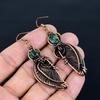Emerald 999 Copper Wire Wrapped Earrings, Handmade Gemstone Earrings, Gift For Mom Antique Jewelry