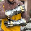 Regal Claw Medieval Knight Gauntlets Handcrafted Silver  Gold Steel Armor Gloves with Articulated Fingers for , Cosplay, Reenactment