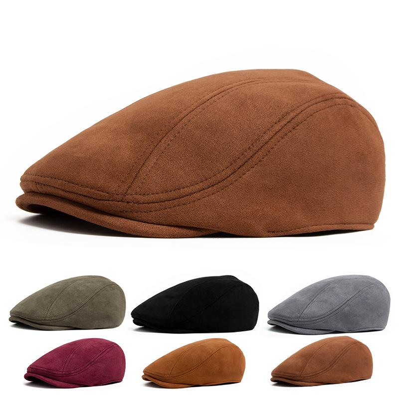 Men's Retro Suede Beret: Autumn/Winter Elastic Duckbill Painter Hat