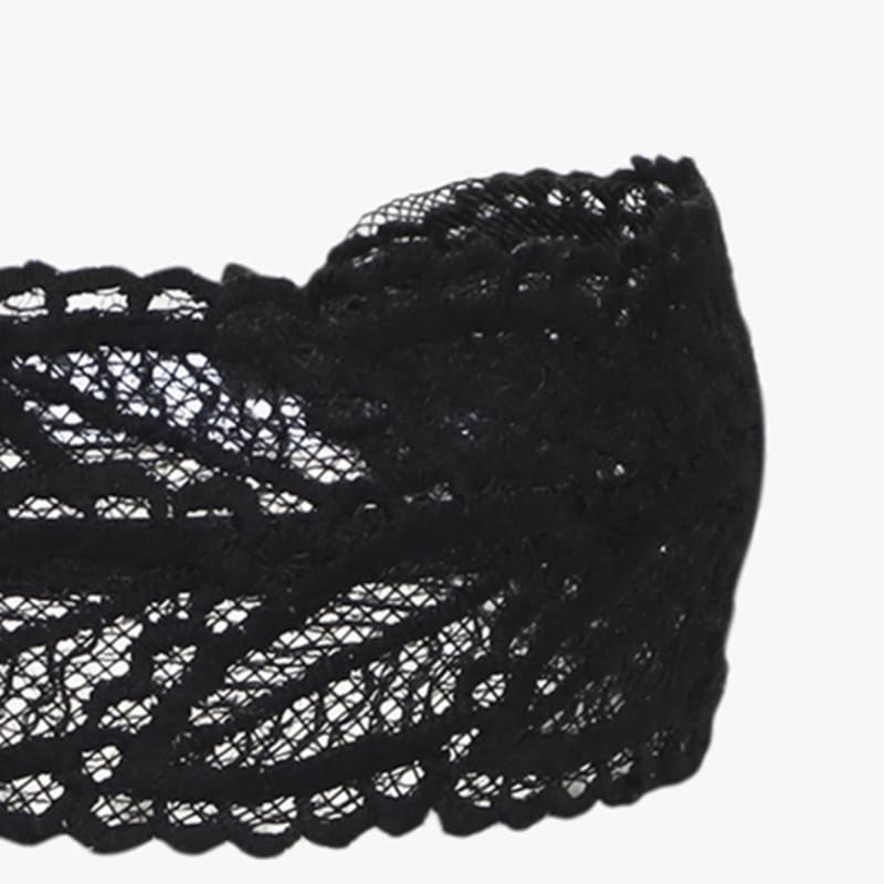 РОЗОВЫЙ АНАНАС МОРСКОЙ ЛИСТ КРУЖЕВО ПОВЯЗКА НА ГОЛОВУ_ЧЕРНЫЙ