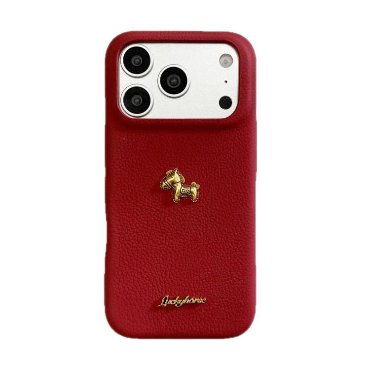 3D золотой чехол-буквы с изображением лошади для iPhone 17 Pro/16/15/14 - Стиль Нового года