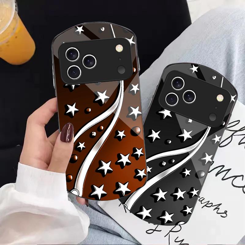 Deep Night with Stars For iPhone 17 16 15 14 Pro 13 Plus 12 mini 11 Pro Max XR X S 7 8 Elliptical Tempered Glass Phone Case