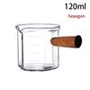Стеклянная мерная чашка для эспрессо с деревянной ручкой, кувшин для молока с одним/двойным горлышком, принадлежности для кофе, прозрачная кухонная мерная кружка