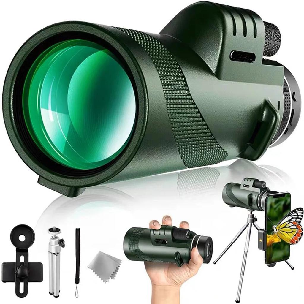 80*100 HD с подставкой для смартфона и штативом, мощный бинокль, портативный монокуляр дальнего действия или кемпинг, туризм на открытом воздухе