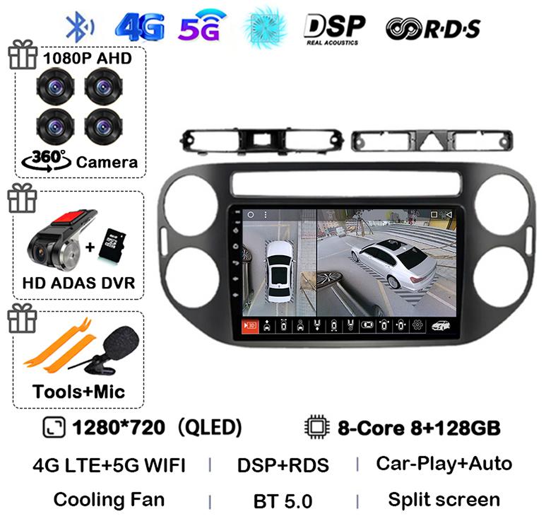 Android 14 Auto Carplay для VW Volkswagen Tiguan 1 NF 2006 2008-2012 2013 2014 2015 2016 Автомобильный Радио Мультимедиа GPS Плеер Стерео