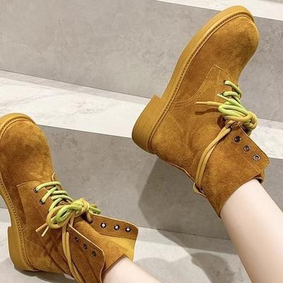 Первый слой коровьей кожи! Ретро кожаные откидные ботинки Мартин женские осенне-зимние новые ботинки цвета ревеня на толстой подошве, двухсторонние, локомотивные короткие ботинки