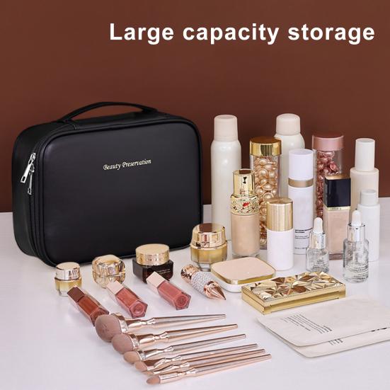 Косметичка со съемным отделением для кистей для макияжа, вместительная, с несколькими отделениями, водонепроницаемая застежка-молния, органайзер для косметики
