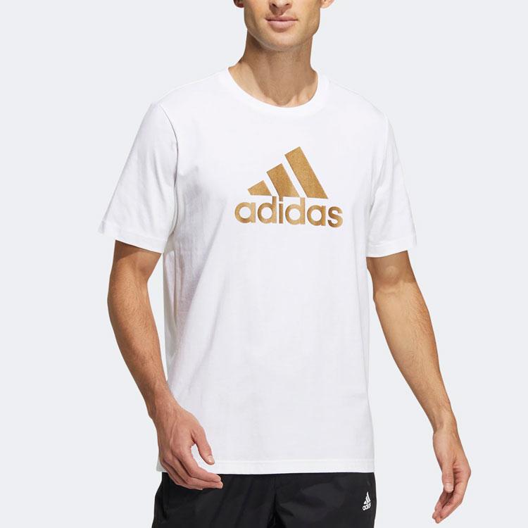 Adidas Спортивная футболка с коротким рукавом и большим логотипом, мужские топы, белые HE7431