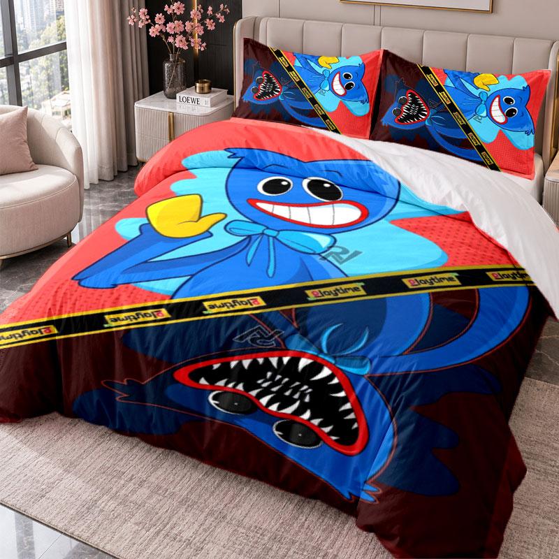 Huggy Wuggy 3Pcs Bedding Set Duvet Cover With Two Pillowcases For Bedroom Home Decoration