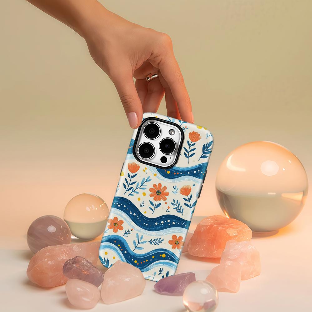 Ocean Florals Phone Case for IPhone 17 16 15 14 13 Pro Max Plus for Magnetic Single Double-layer Tough Case