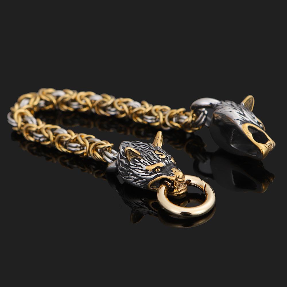 Браслет с головой волка из нержавеющей стали в стиле скандинавской мифологии, мужские украшения из нержавеющей стали