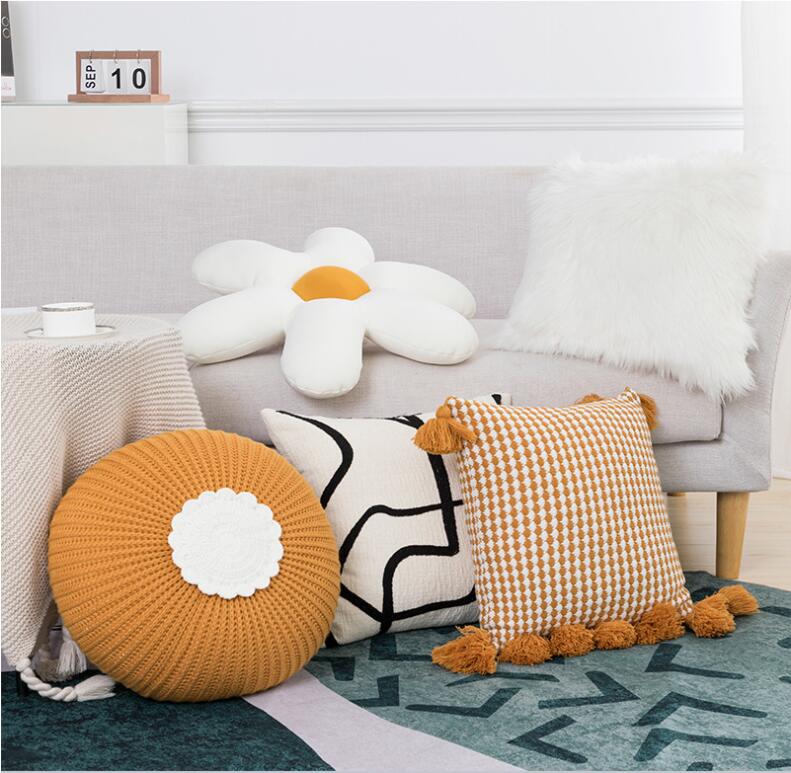 Plush Embroidered Cushion Cover Couch Ornamental Pillowcase Cushion Cover Ornamental Pillow Case Living Room Area Decoration Chair Cushions