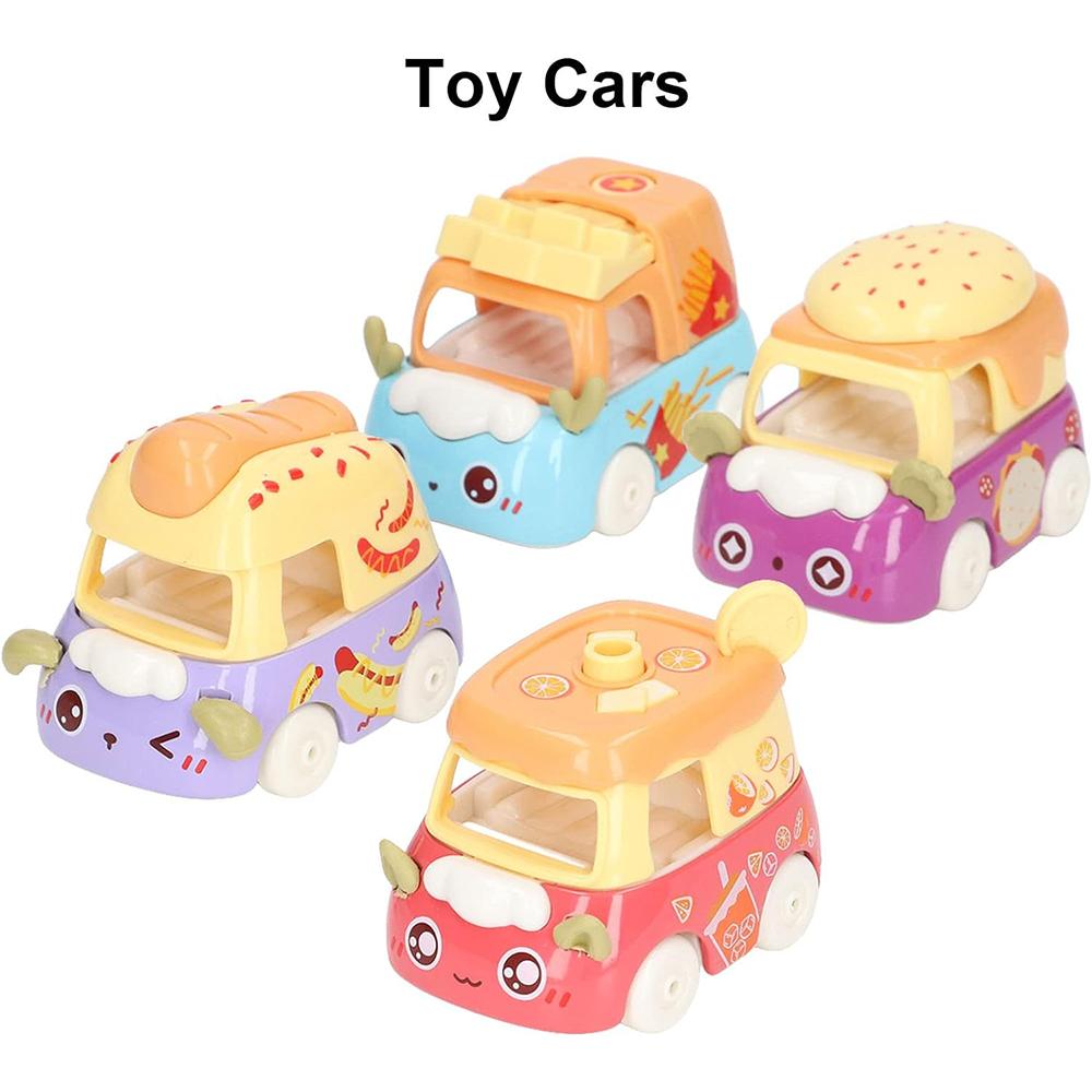 4 шт., автомобили из сплава для быстрого питания, десерт, мультяшная еда, металлические автомобили, детские игрушечные украшения, подарки на Хэллоуин и Рождество для мальчиков и девочек