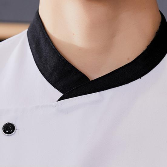 Унисекс рубашка шеф-повара с мягким воротником-стойкой, однобортная, с короткими рукавами, нагрудными карманами, ресторан, закусочная, кухня