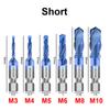6Pcs Titanium Plated Hex Shank HSS Screw Thread Metric Tap Drill Bits Screw Machine Compound M3 M4 M5 M6 M8 M10 Hand Tools
