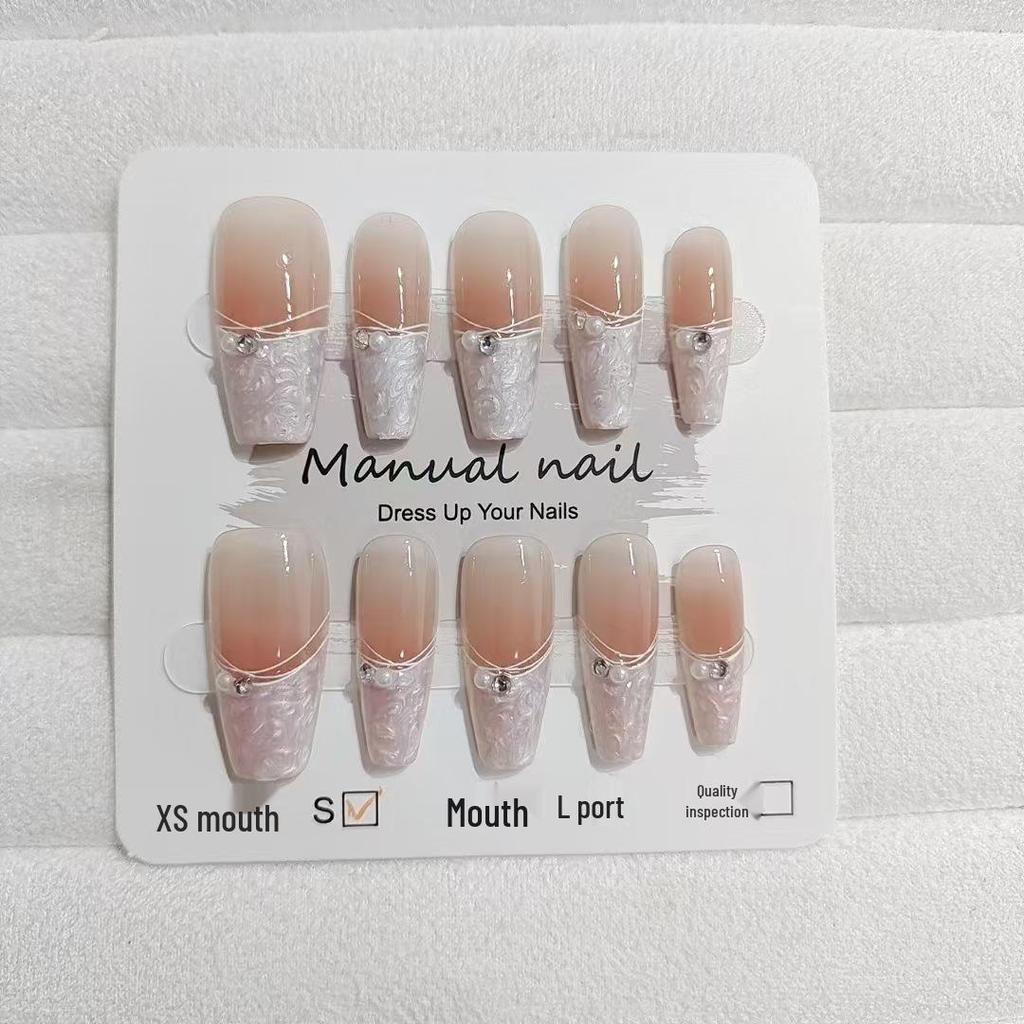 Набор из 10 штук типсов для французского маникюра S203 из перламутра - Средняя лестница, Чистый стиль