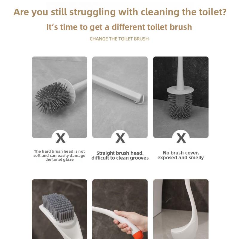Swan Shaped Toilet Brush With Holder, No Dead Corner Silicone Bathroom Cleaning Brush, Creative Long Handle Wc Bowl Cleaner For