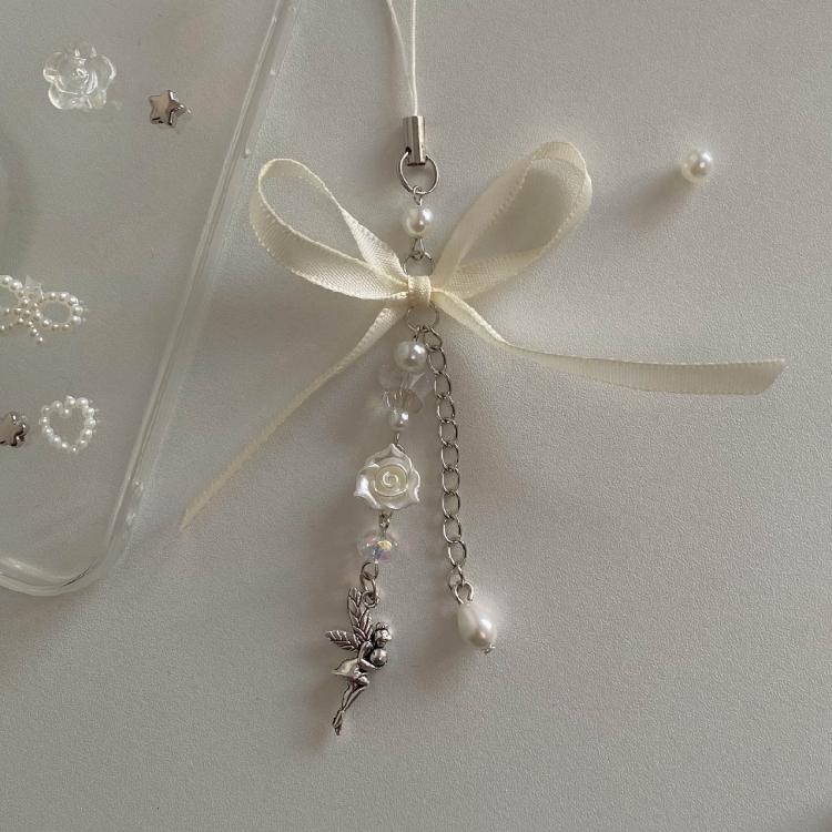 Кулон Ангел с цветком Брелок Сладкий бантик Шарм для телефона Ремешок для телефона Шнурок Бусина