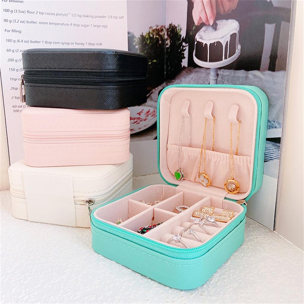 Jewelry Storage Box Gift Packaging Earring Necklace Ring Organize Accessories for Home Office Blue