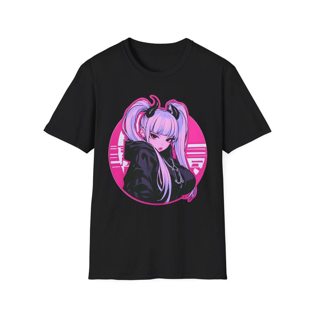 Pink Cyberpunk Anime Girl T-Shirt | Vaporwave Aesthetic, Unisex Tee