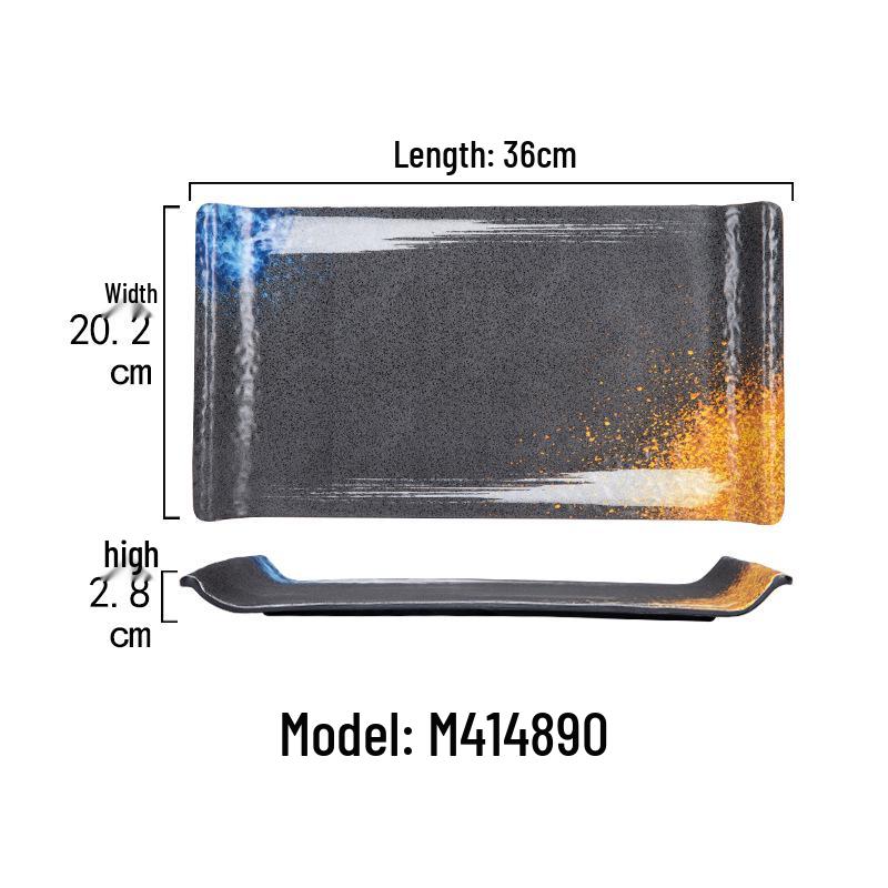 Japanese Melamine Rectangular Barbecue Side Dish Plate - Imitation Porcelain, Creative and Drop-Resistant for Hot Pot and Restaurants