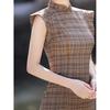 New Chinese retro plaid cheongsam 1011 new women's short slim improved version daily dress girl summer