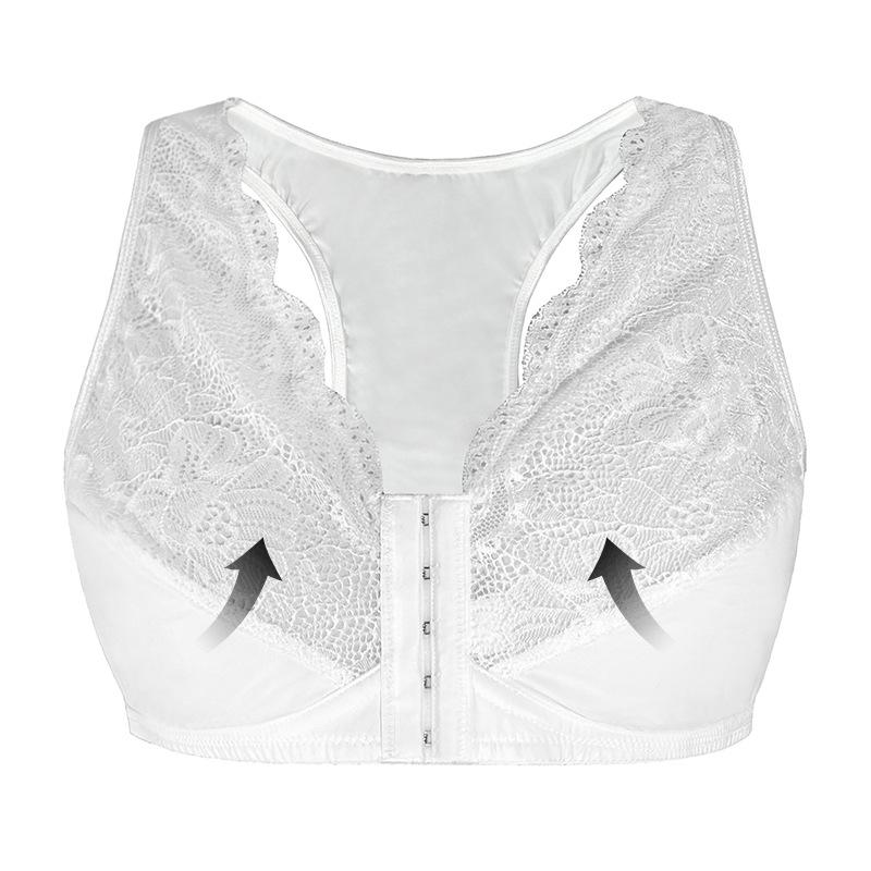 Бюстгальтер большого размера с передней застежкой, без косточек, кружевной, дышащий, удобное нижнее белье, бюстгальтер-майка