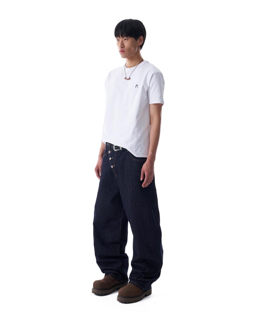 AAKAM Waist Contrast Denim Pants (Black)