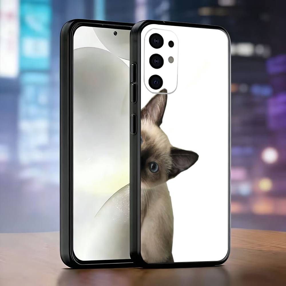 S-Сиамская кошка Милый чехол для телефона Samsung S25,S24,S21,S22,S23,S30,Ultra,S20,Plus,Fe,Мягкий силиконовый черный чехол