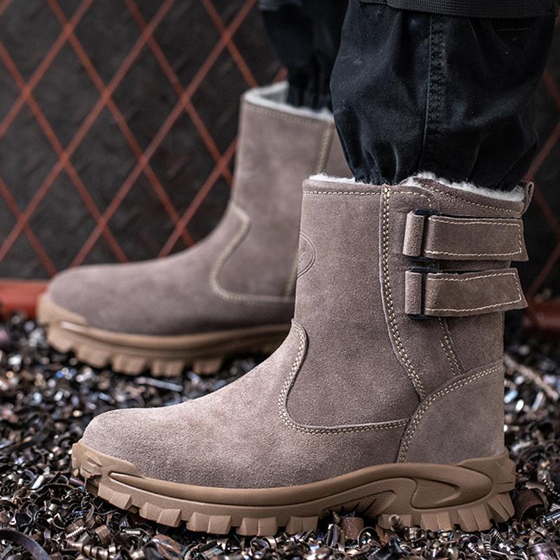 Зимние защитные ботинки Мужская обувь Защитные рабочие ботинки Стальной носок Теплые плюшевые зимние ботинки Неразрушимая обувь