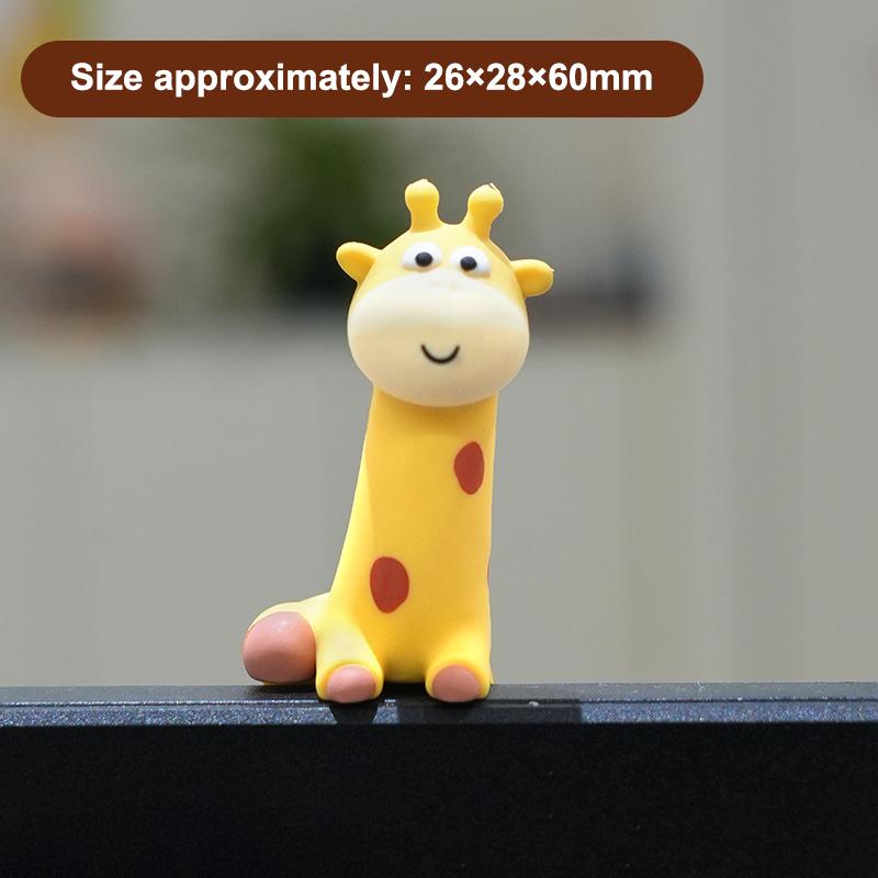 Kawaii Rubber Giraffe Ornament Groove Cartoon Giraffe Figurines Pasted Giraffe Model Computer
