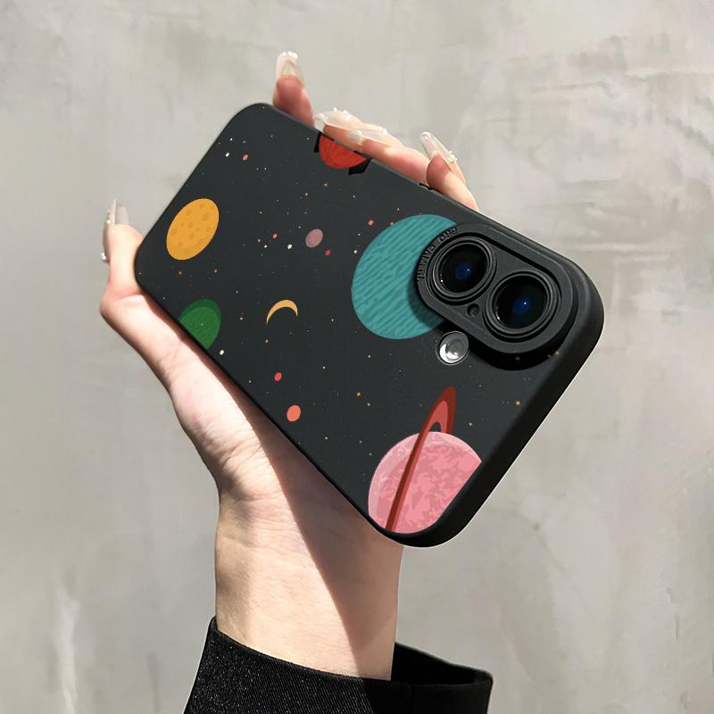 Мультяшный чехол для телефона с рисунком планет, подходит для iPhone 17 16 15 14 13 12 11 Pro/Max/Plus, противоударная задняя крышка
