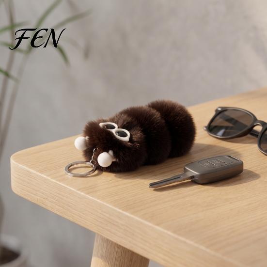 Soft Plush Keychain Sunglasses Caterpillar Keychain, Stuffed Keyring Pendant for Bags & Car Keys, Decorative Backpack Purse Accessory