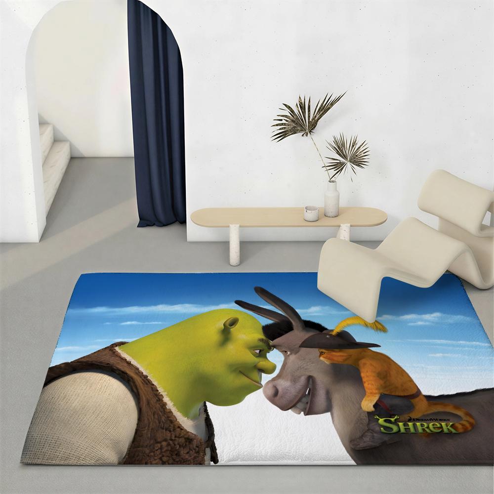 Classic Movie S-ShrekS Floor Mat Eco-Friendly Flannel Doormat Non-Slip Odorless Soft Short Plush Indoor Floor Rug