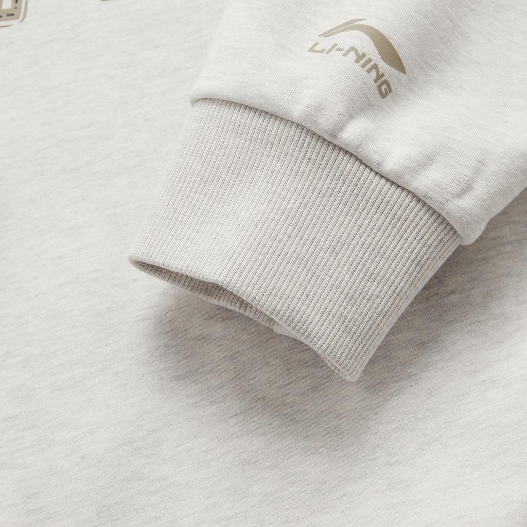 Li Ning Sports Fashion Series Far Infrared Warmth Anti-Static Anti-Bacterial Crew Neck Loose Fleece Pullover Casual Long Sleeve Sweatshirt AWDUF90-1