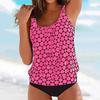 Yousheng 2 шт./комплект женский танкини комплект U-образный вырез без рукавов горошек принт топы завязки по бокам плавки комплект быстросохнущий купальник