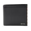 [Paul Smith] Наборный товар/Имя можно выгравировать Яркая полосатая отделка SS24 бумажник бифолд кожаная монетница коровья кожа 813005 P846 (черный, (нет имени)