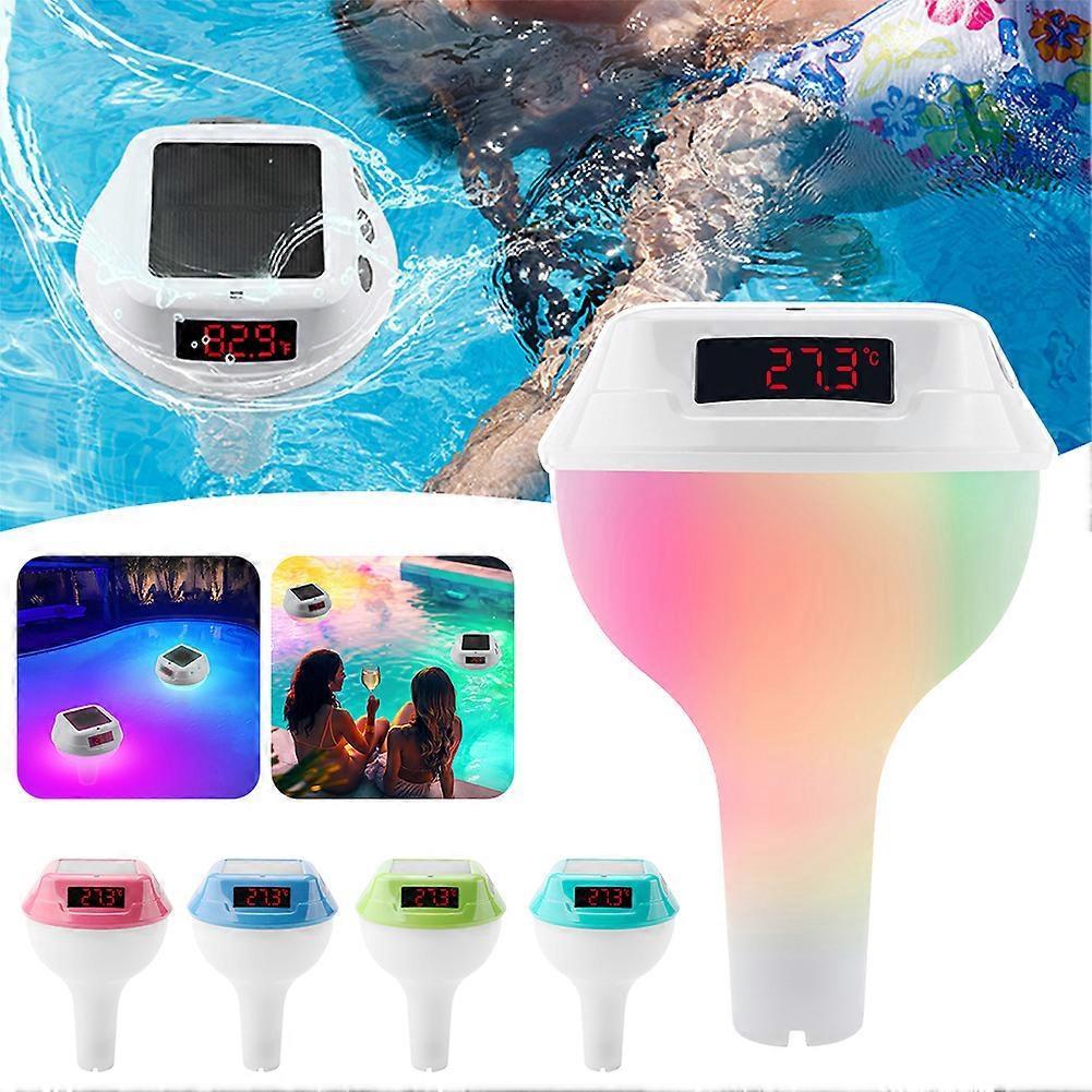 Solar Pool Thermometer with Lights IP68 Floating Water Temperature Gauge LCD Display & Mood Light for Hot Tubs Spa