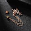 1PCS Cross Brooch Vintage Fashion Men High-end Tassel Chain Shirt Collar Lapel Pin Zircon Brooches Clothing Accessories Jewelry Gifts