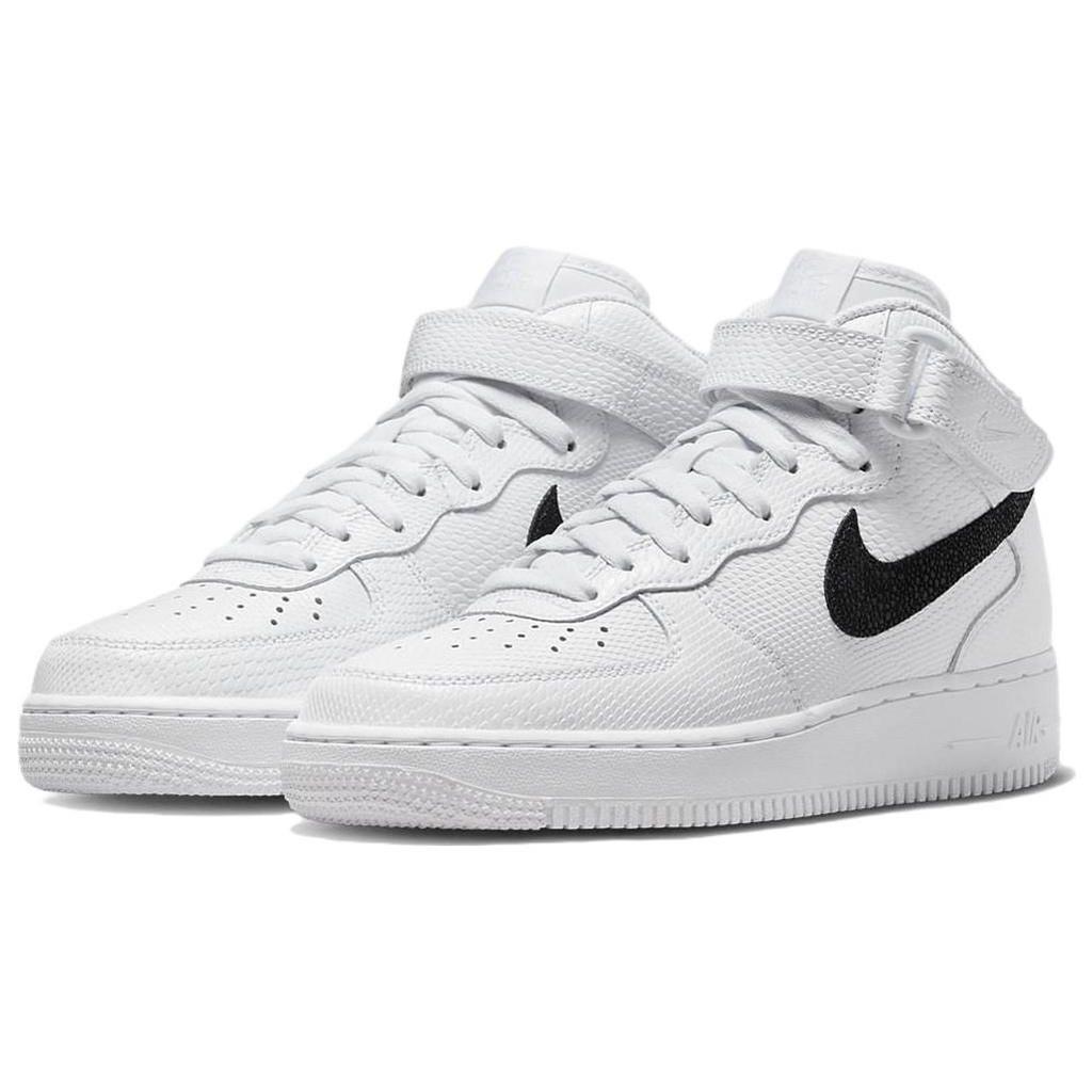 Nike Air Force 1 07 Mid White Snakeskin Женские кроссовки Черные DZ5211-100