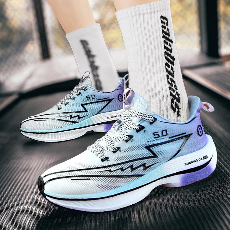 Youth carbon board running shoes, boys' ultra-light shock absorption, special mesh breathable girls' sports shoes for students' physical examination
