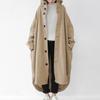 Женское зимнее пальто с капюшоном, однобортное, нерегулярный подол, с длинными рукавами, до щиколотки, с толстыми карманами, сплошной цвет, женский уличный плащ