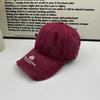 Vintage brim letter embroidered baseball cap women's casual versatile peaked cap, broken hole showing face small wide brim sun hat