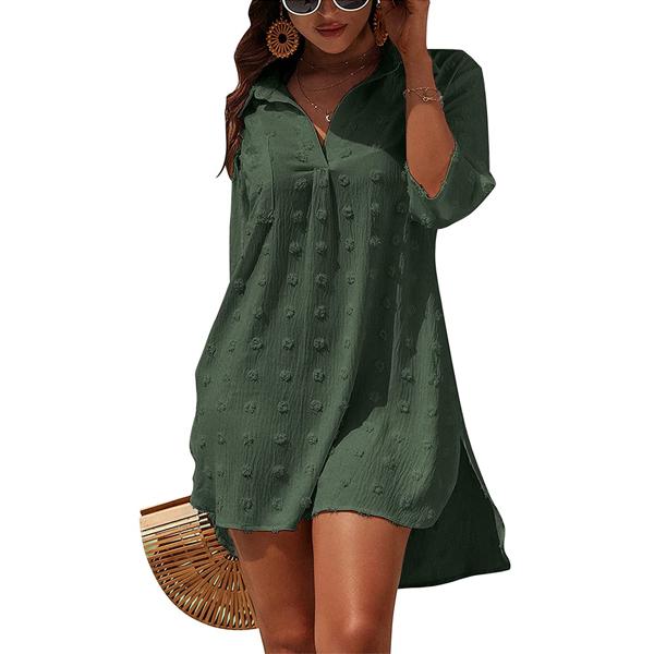 Женский модный повседневный купальник с карманами и v-образным вырезом, блузка, шифоновое бикини, пляжное платье