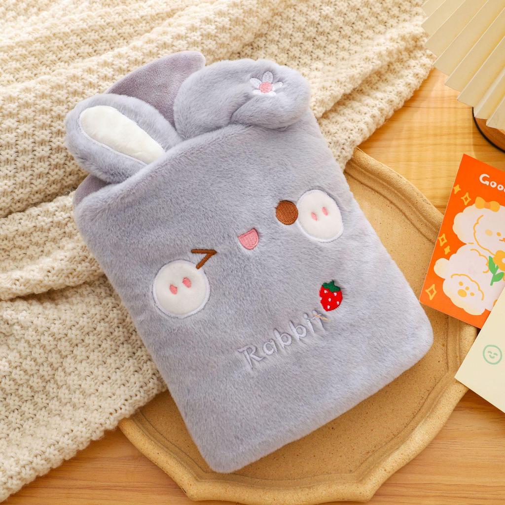 Winter Rabbit Ears Hot Water Bottle - Thick, Explosion-Proof, Portable, Detachable Hand Warmer with Cartoon Design.