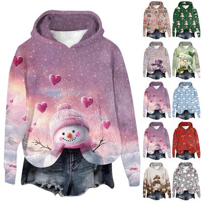 Женская фланелевая толстовка с капюшоном и длинными рукавами с рождественским принтом