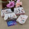 Women Flower Printed Clasp Top Purse Clutch Bag Key Coin Card Holder Wallet
